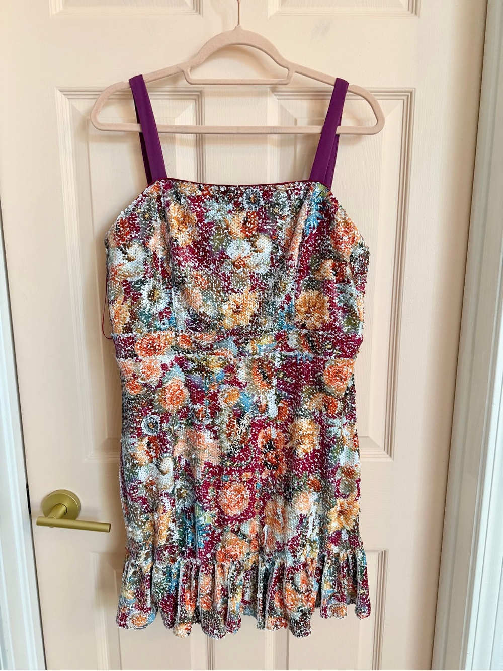 Floral sequined aqua dress